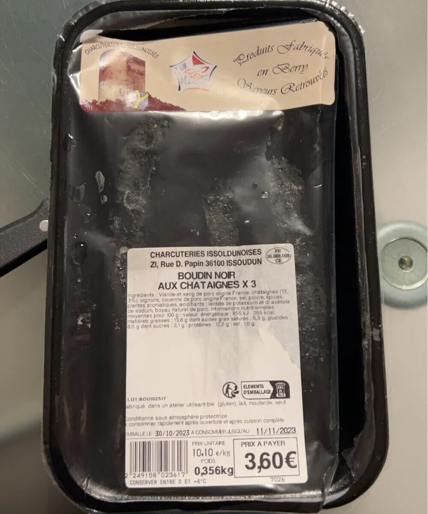 Boudin noir aux chataignes