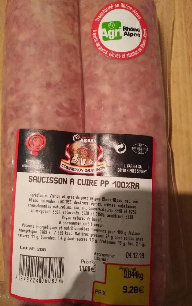Saucisson à cuire PP 100% RA