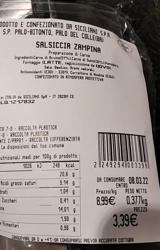 Salsiccia zampina