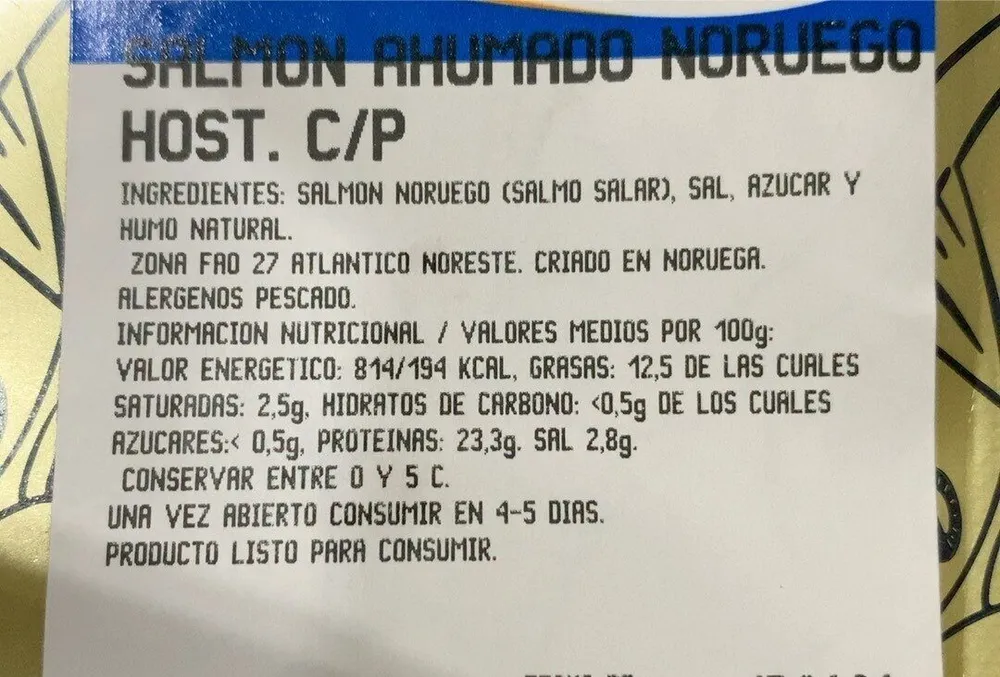 Salmón ahumado noruego