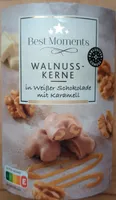 Walnusskerne in weißer Schokolade mit Karamell
