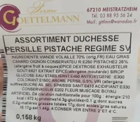 Assortiment duchesse persillé pistache regime sv