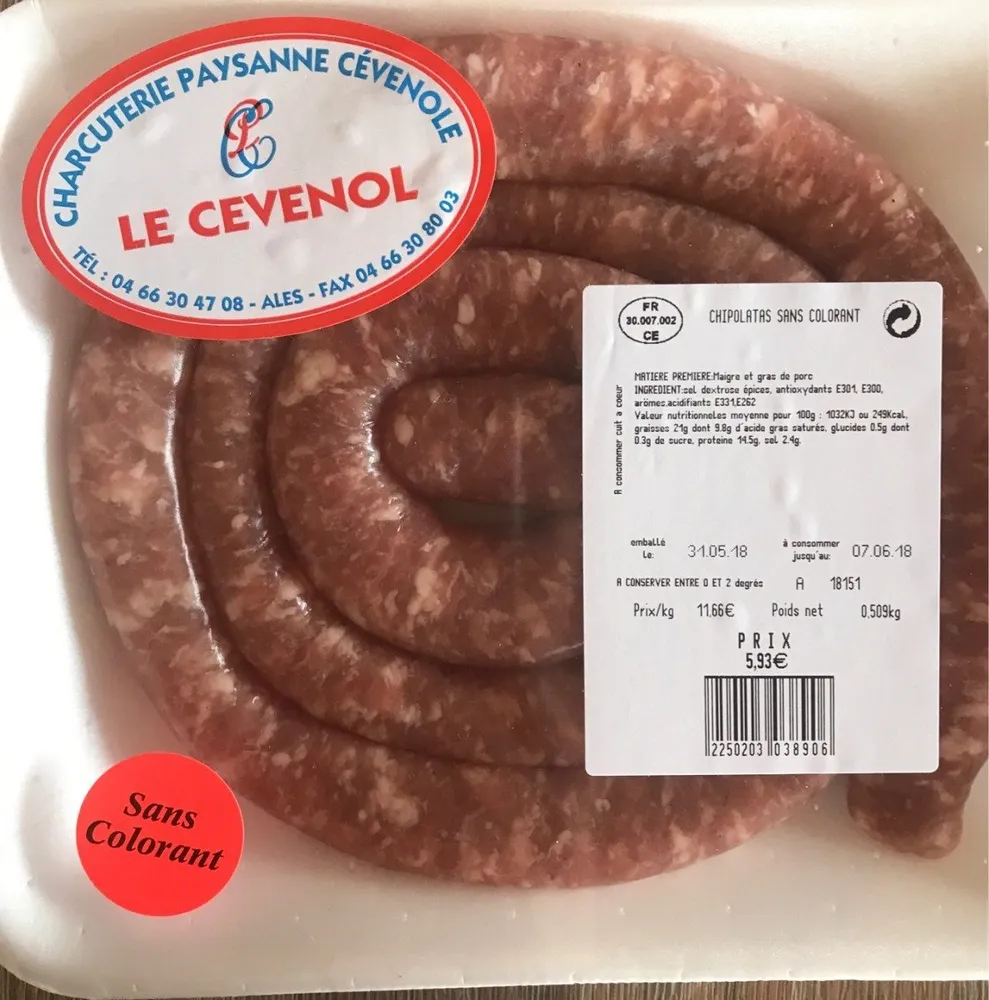 Chipolatas sans colorant