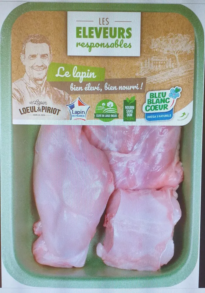 demi lapin découpé sans tête sans abats