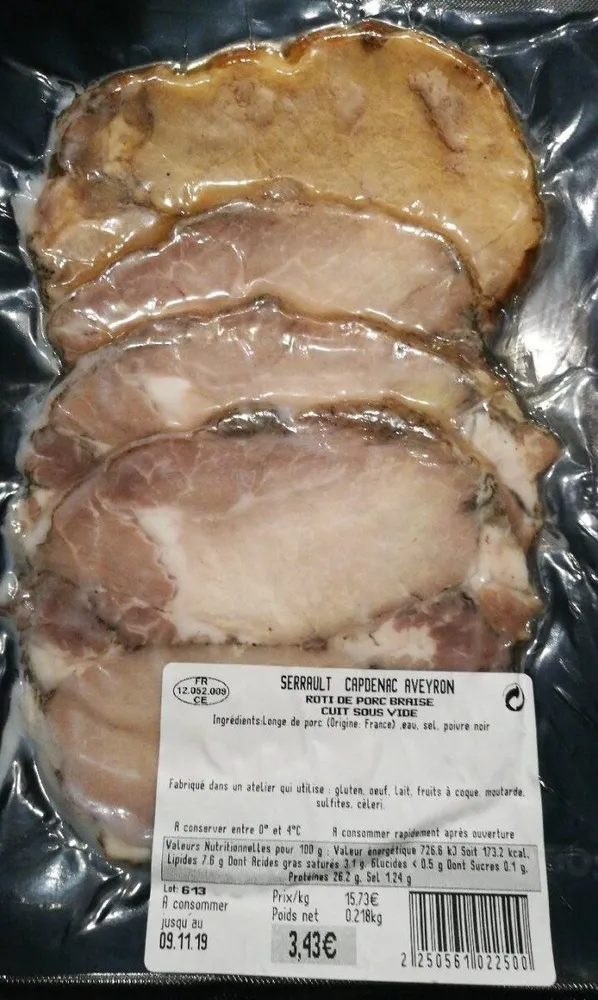 Rôti de porc braise cuit sous vide
