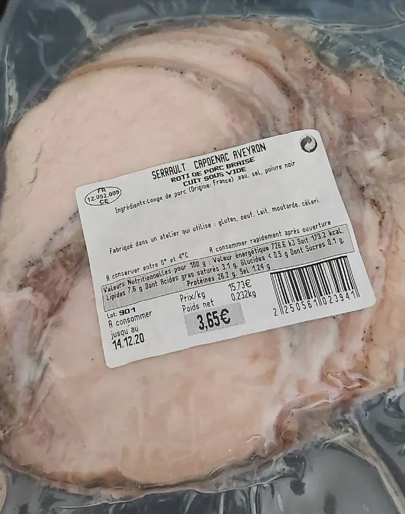 Rôti de porc braisé cuit sous vide