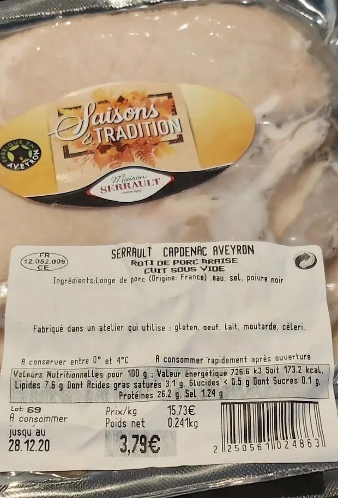 Rôti de porc braisé