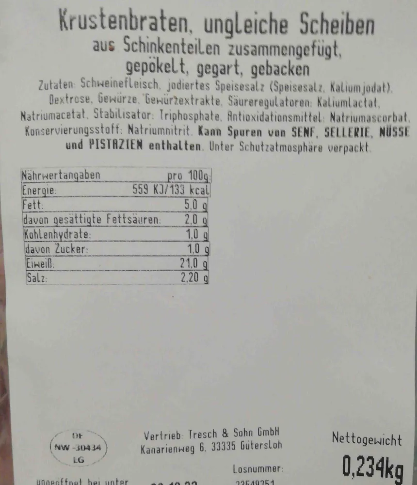 Krustenbraten, gepökelt, gegart, gebacken