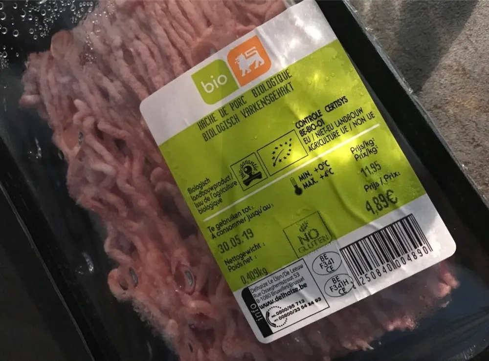 Haché de porc biologique