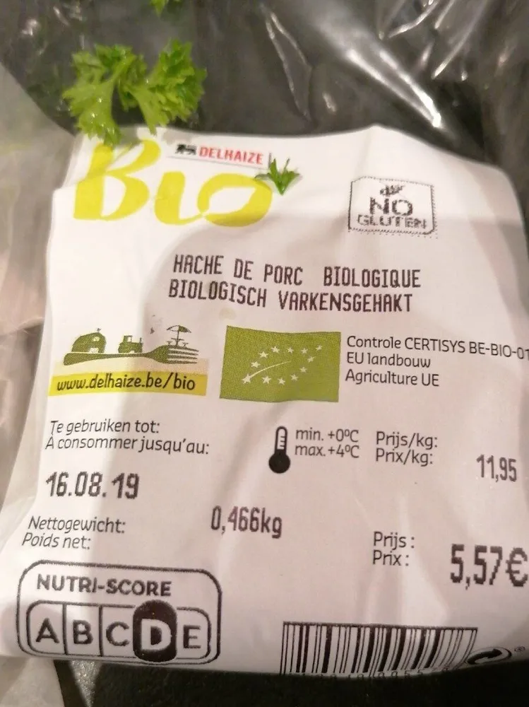 Haché de porc biologique