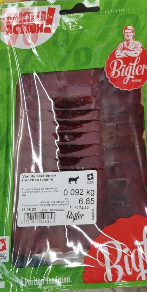 Viande séchée en tranche