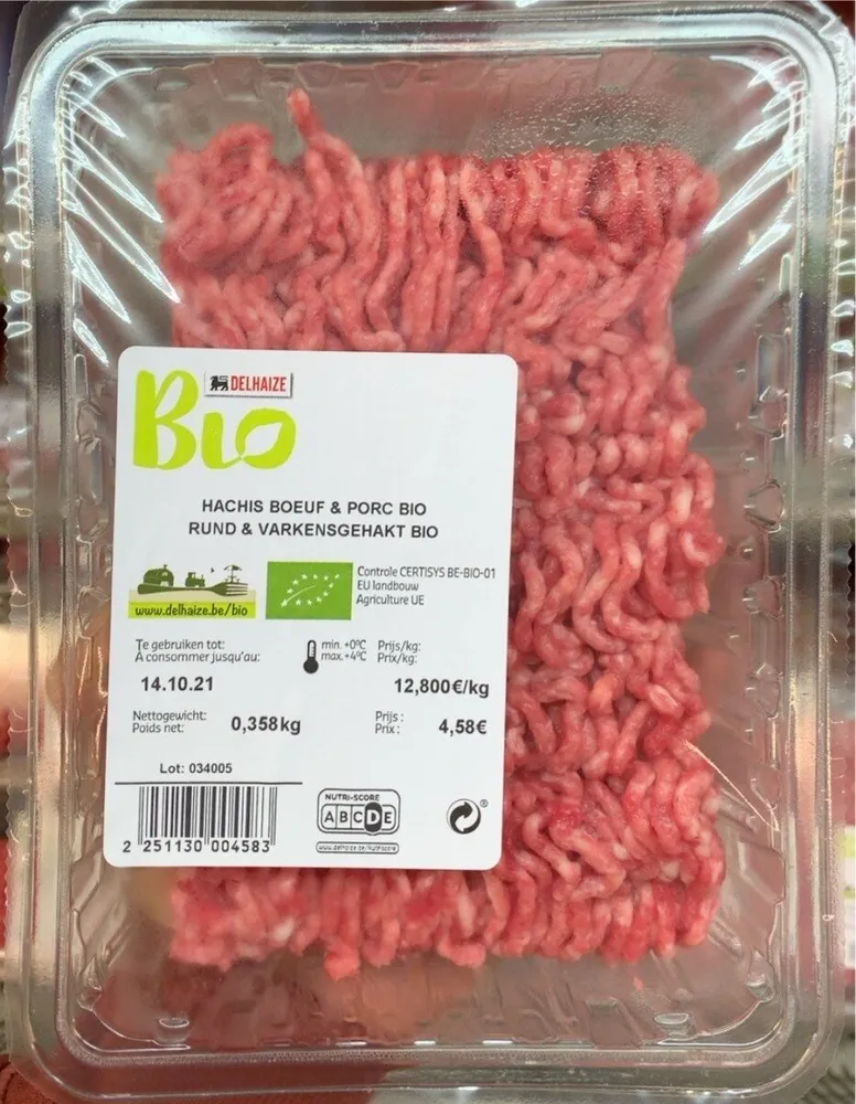 Hachis boeuf et porc bio