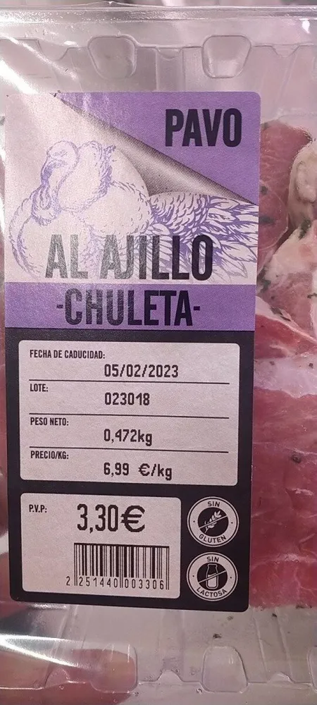 Chuleta de pavo al ajillo