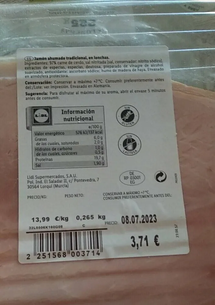 Jamón cocido ahumado