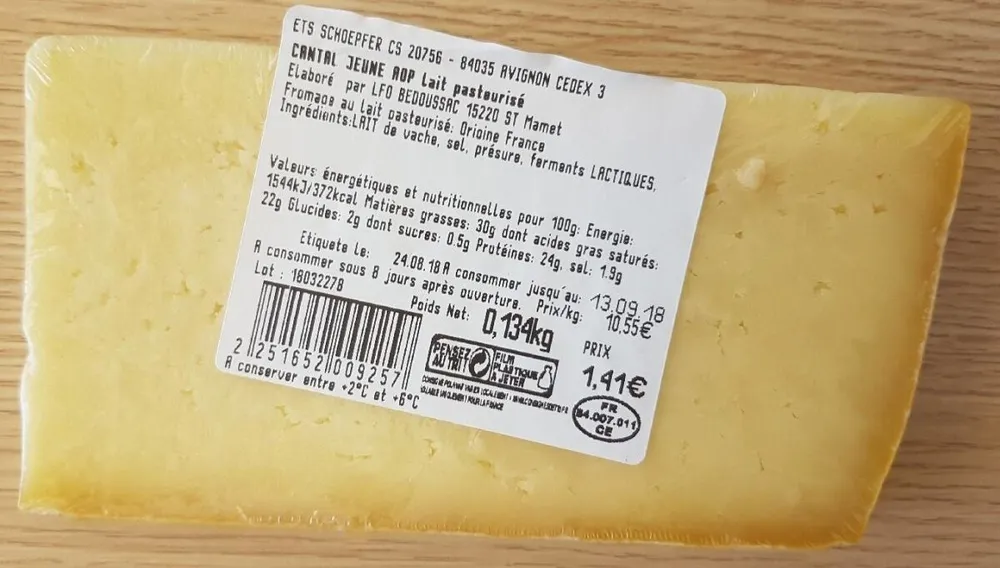 CANTAL JEUNE AOP LAIT PASTEURISÉ