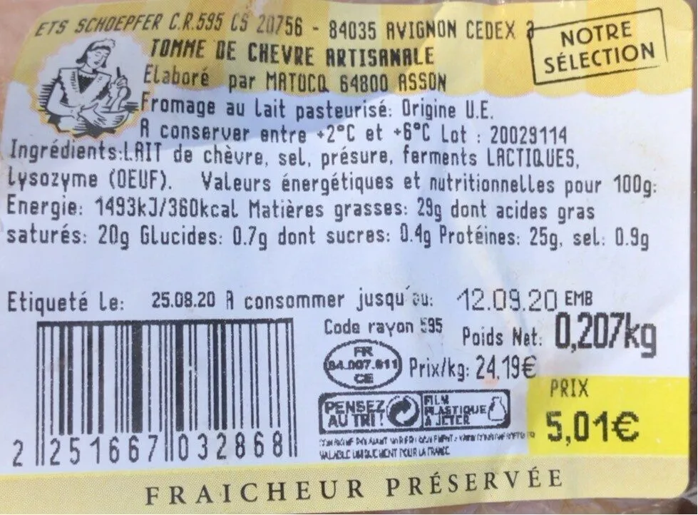 Tomme de chevre artisanale