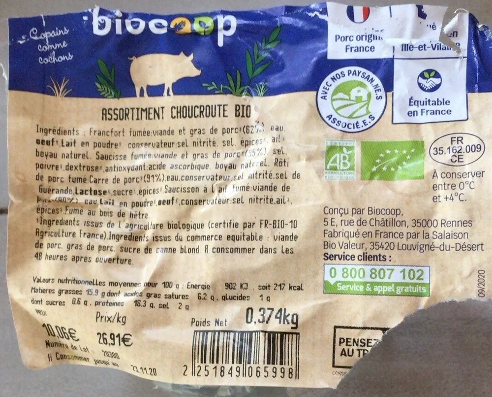Assortiment choucroute bio