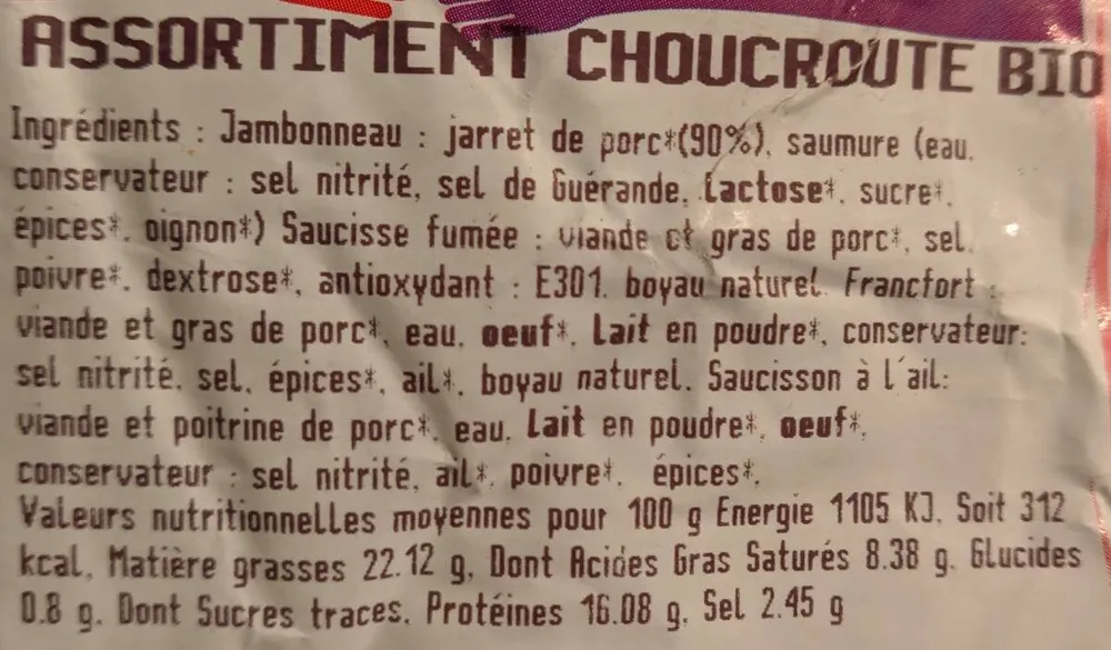 Assortiment choucroute bio