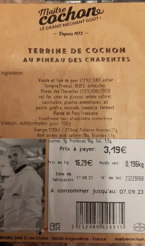Terrine de cochon au Pineau des Charentes