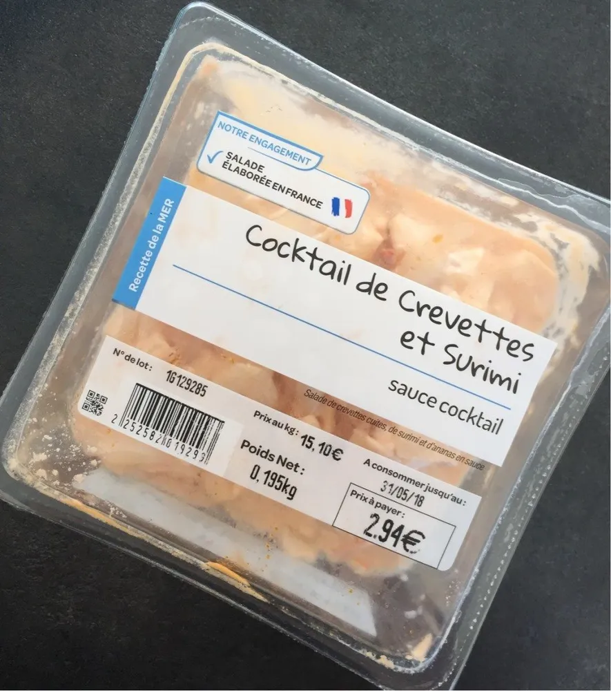 Cocktail de crevettes et surimi Sauce cocktail
