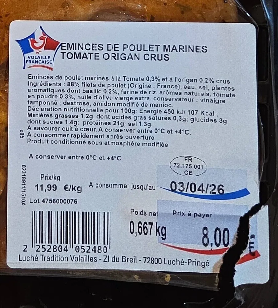 Poulet mariné