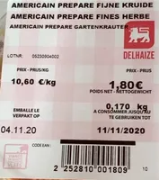 Americain Préparé Fines Herbes