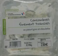 Concombres finement tranché