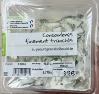 Concombres finement tranchés