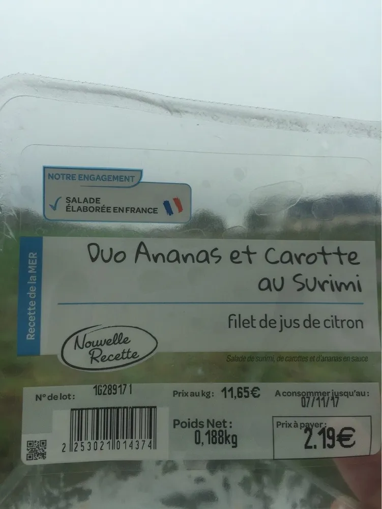 Duo ananas et carotte au surimi