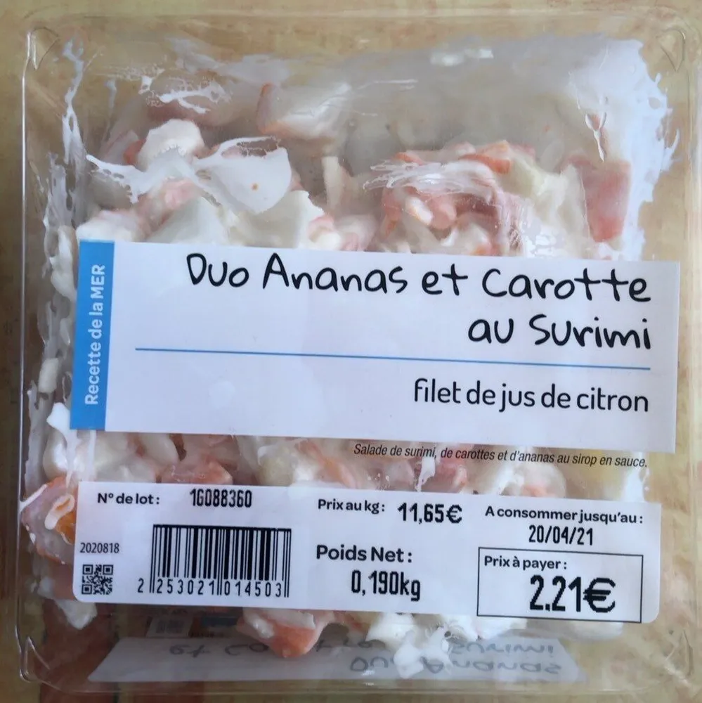 Duo ananas et carotte au surimi