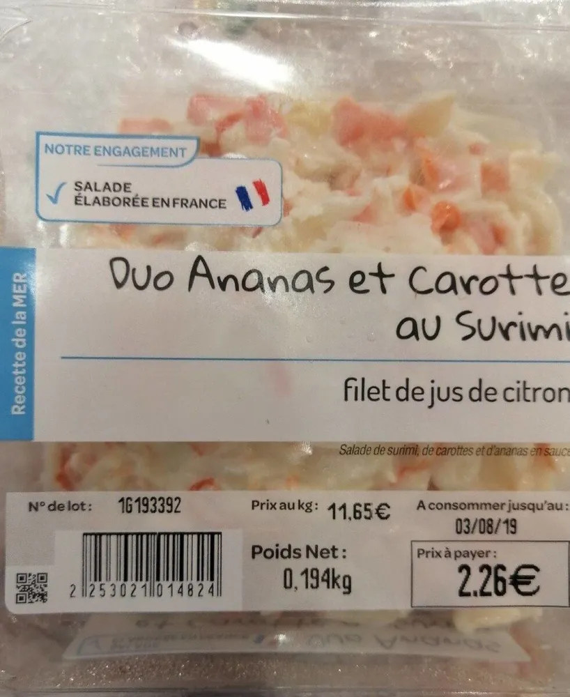 DUO ANANAS CAROTTES AU SURIMI