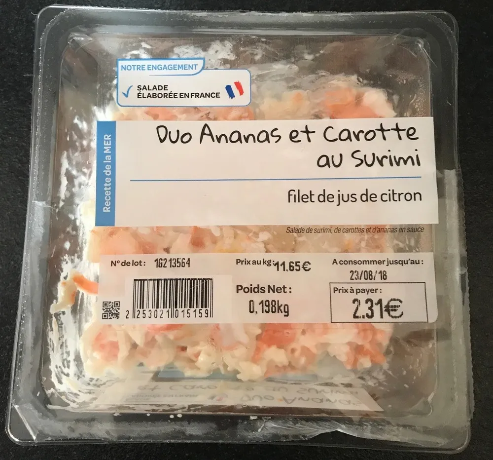 Duo Ananas er Carotte au Surimi