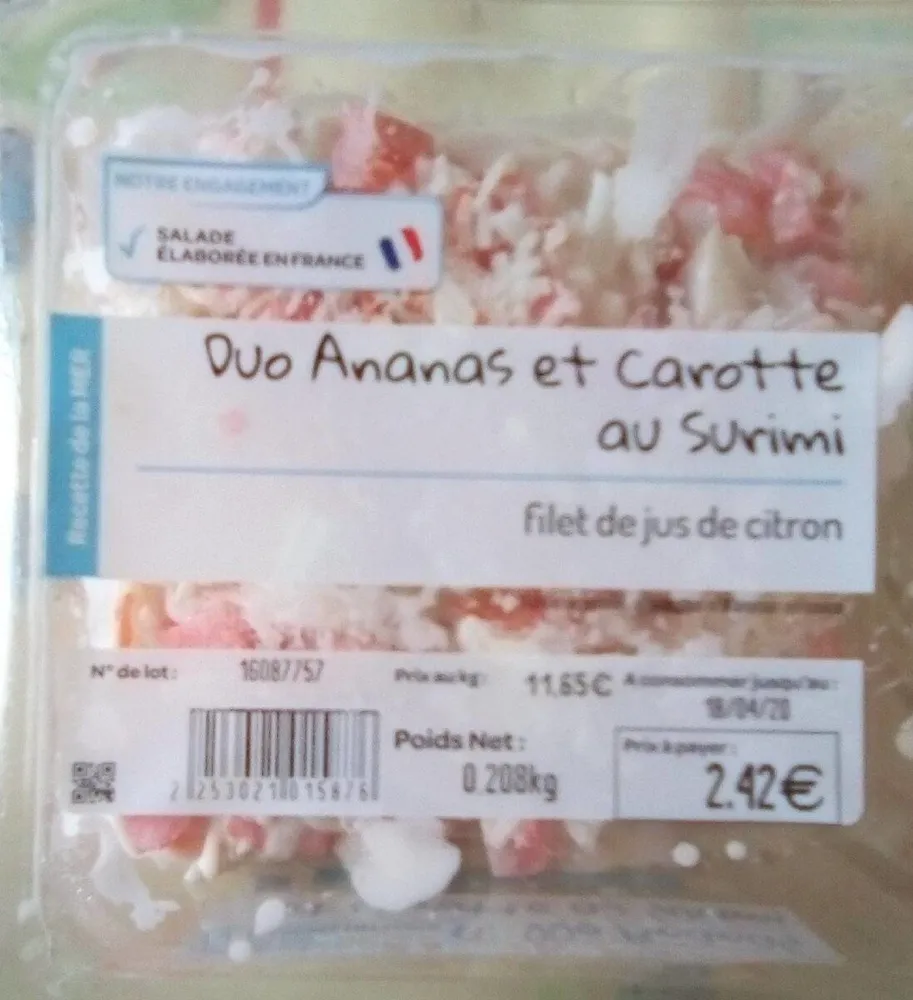 Duo ananas et carotte au surimi