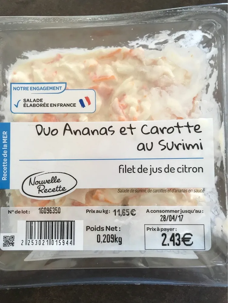 Duo Ananas et carotte au surimi