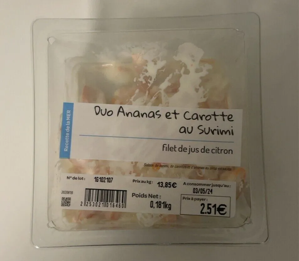 DUO ANANAS ET CAROTTE AU SURIMI