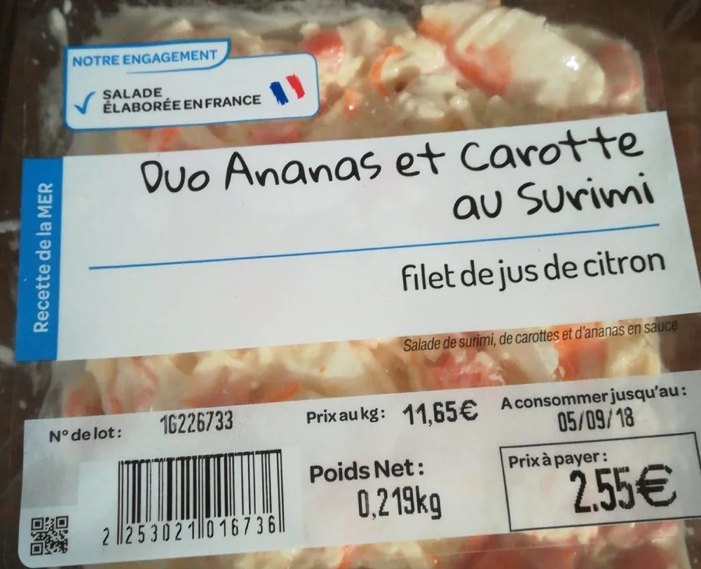 DUO ANANAS ET CAROTTE AU SURIMI