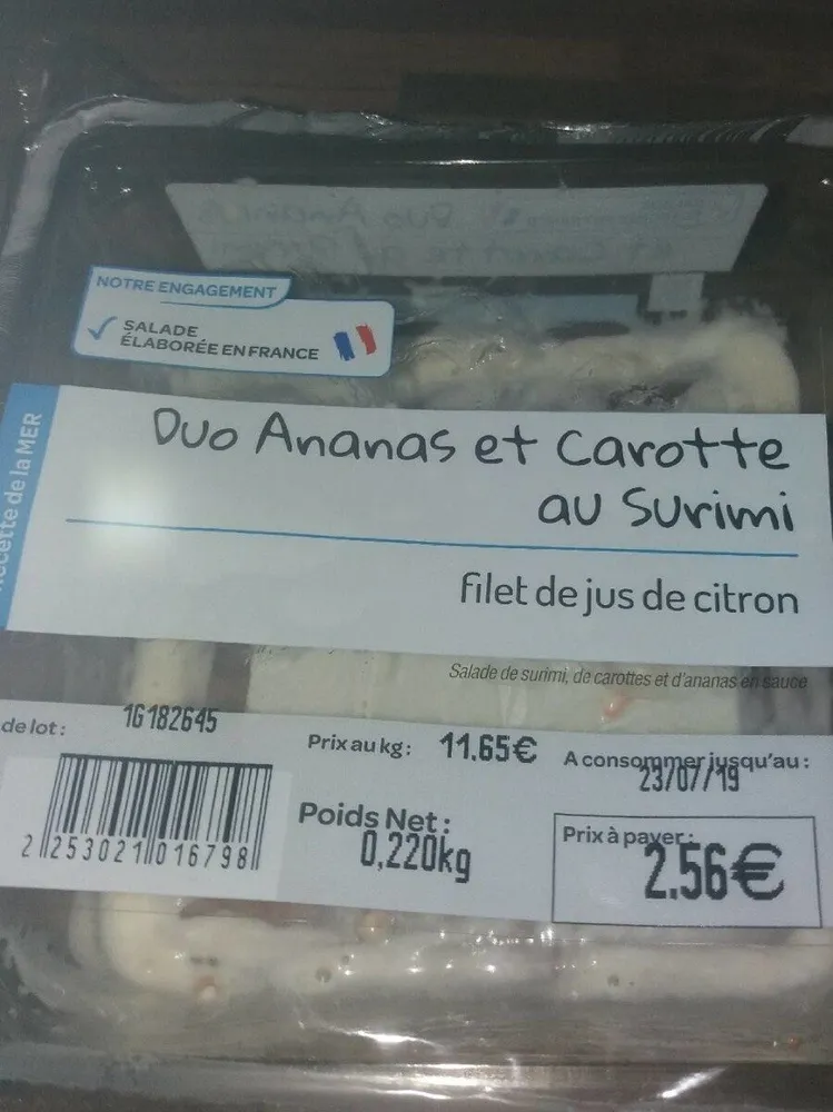 Duo ananas et carotte au surimi