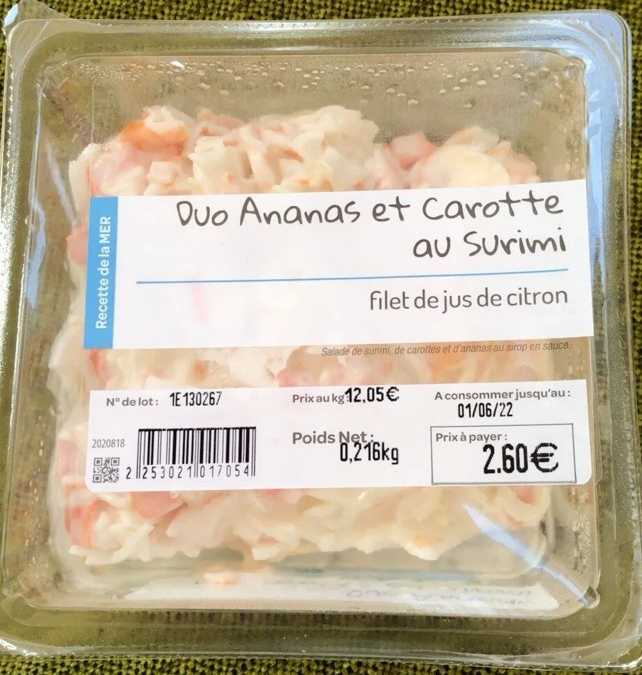Duo ananas et carotte au surimi