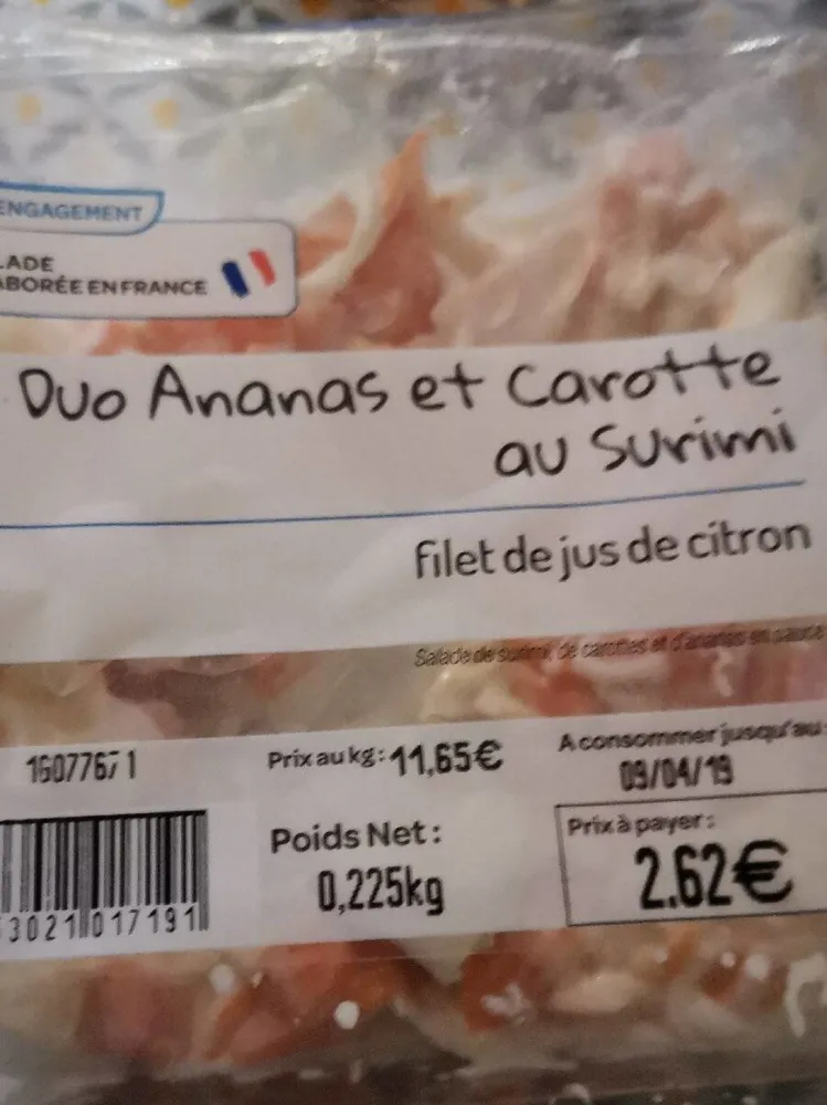 Duo ananas et carotte au surimi
