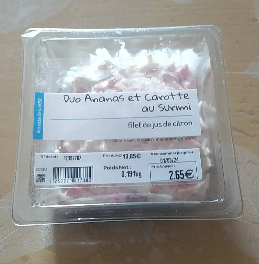 Duo ananas et carotte au surimi