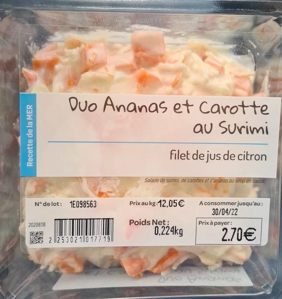 Duo Ananas et carotte au surimi