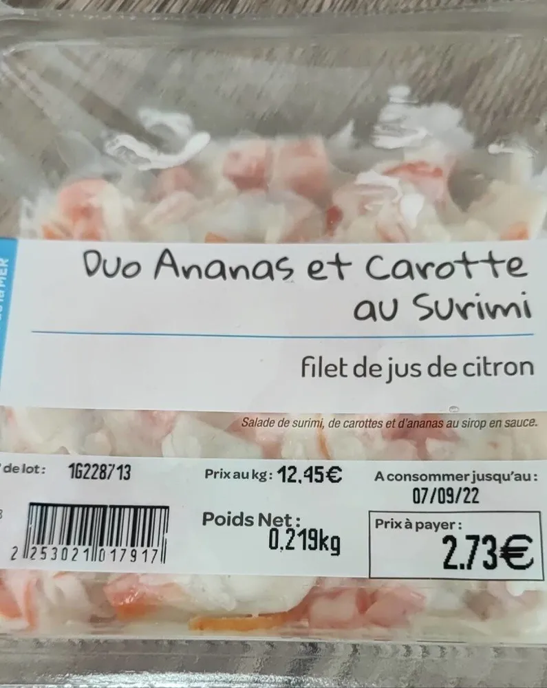 Duo ananas et carotte au suremi