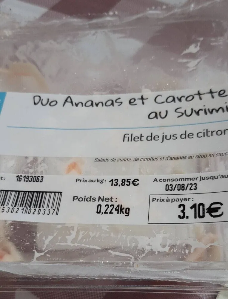 Duo ananas et carottes au surimi