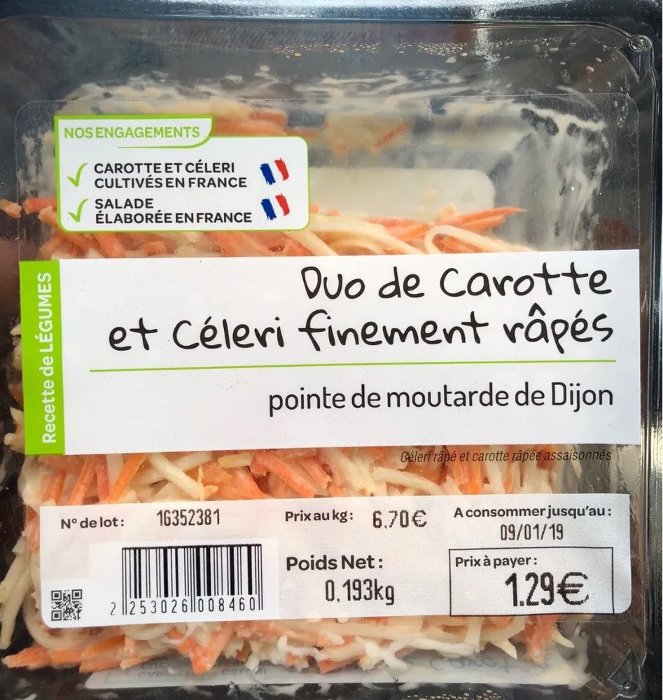 Duo de carottes et celeri finement rapé