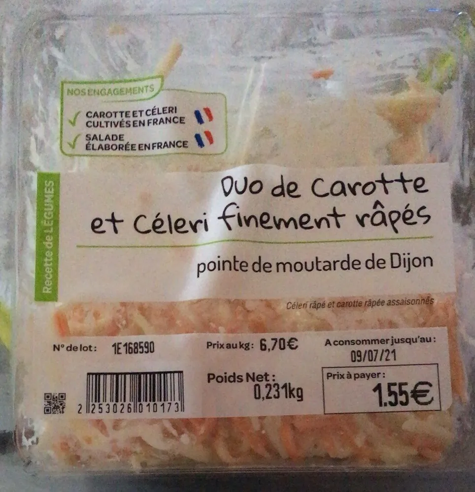 Duo de caroote et celeri finement râpés