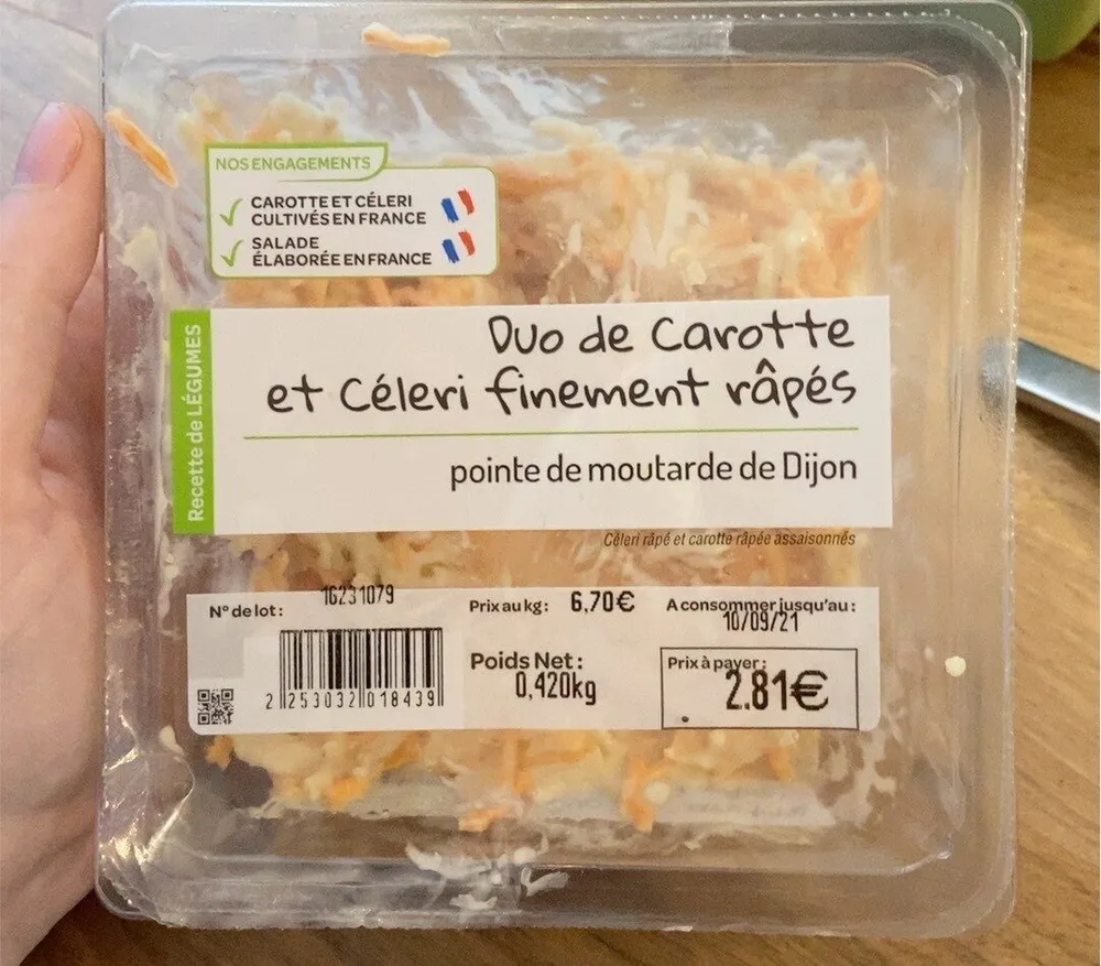 Duo de carotte et celeri finement râpés