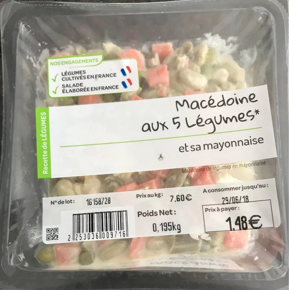 Macédoine aux 5 légumes et sa mayonnaise