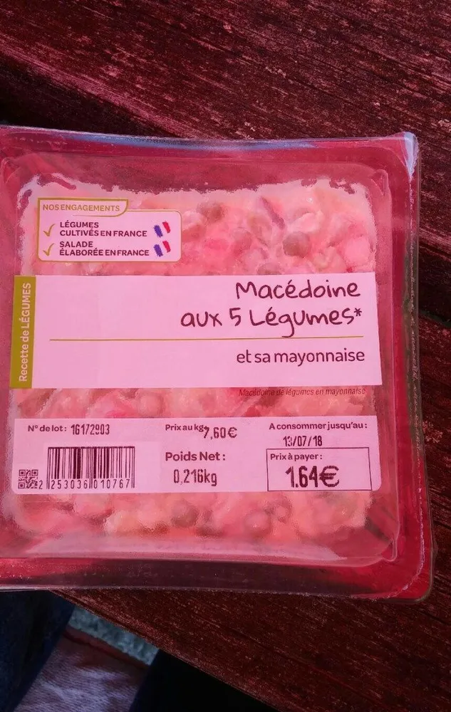 Macédoine aux 5 légumes et sa mayonnaise