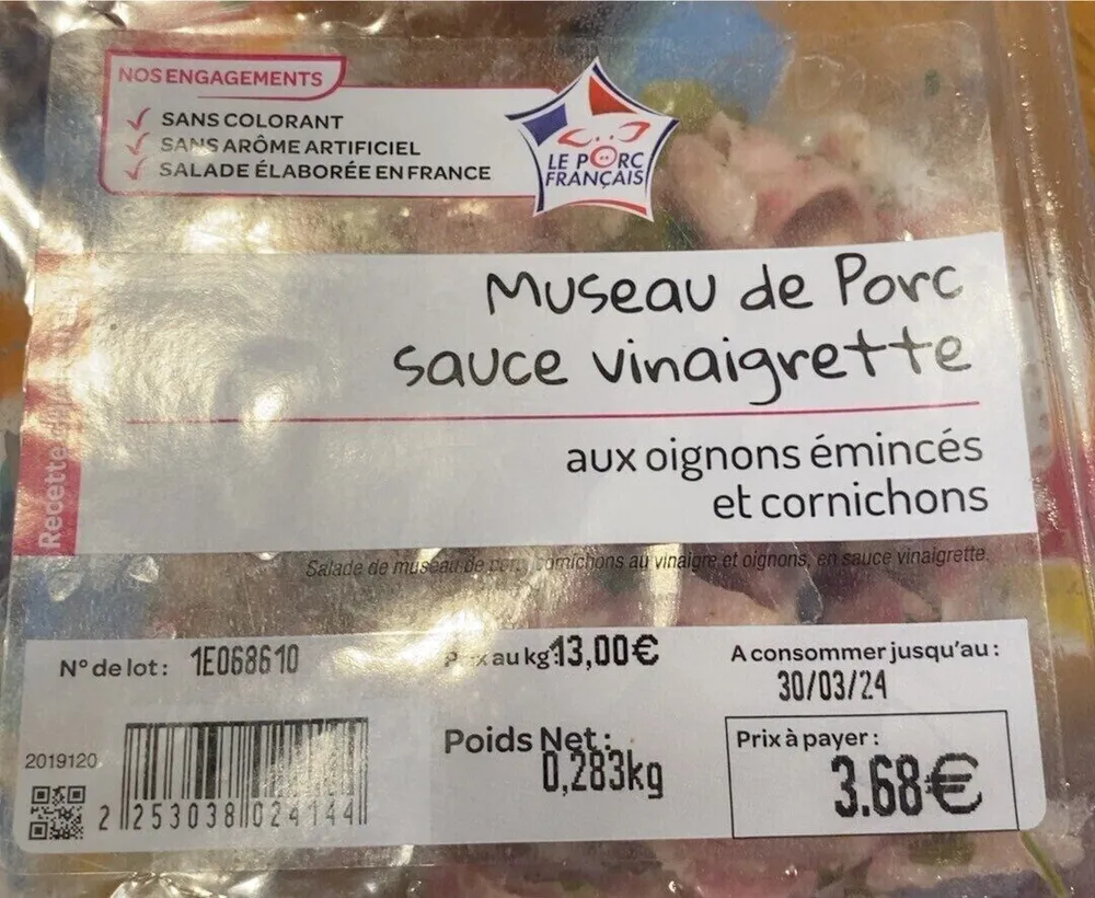Museau de porc sauce vivnagrettr