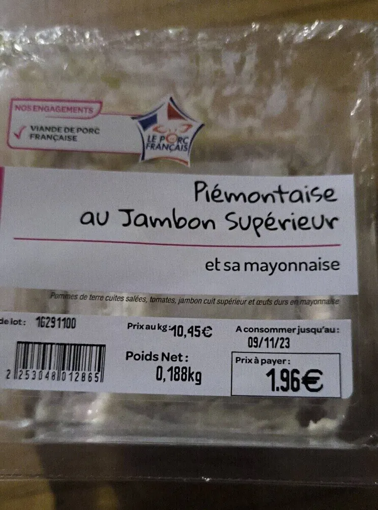 Salade piémontaise au jambon supérieur